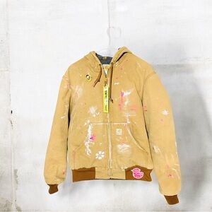 Carharrt gloriously distressed warm lined hoodie with pink duckling